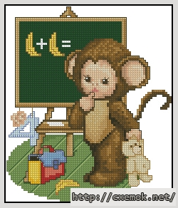 Download embroidery patterns by cross-stitch  - Monkey baby school, author 