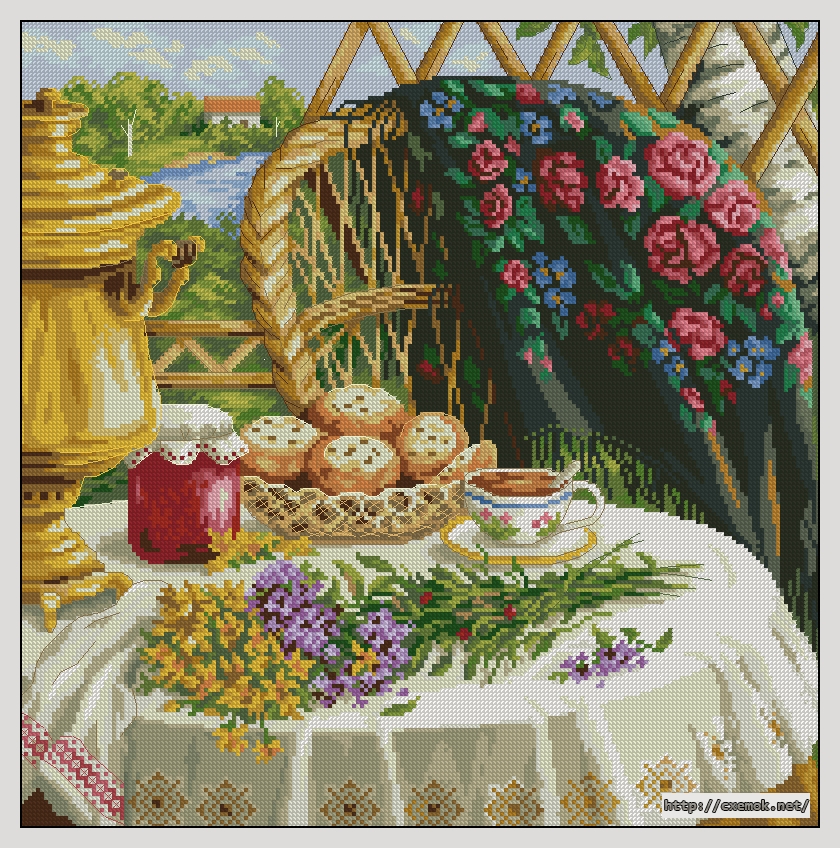 Download embroidery patterns by cross-stitch  - Летний натюрморт, author 