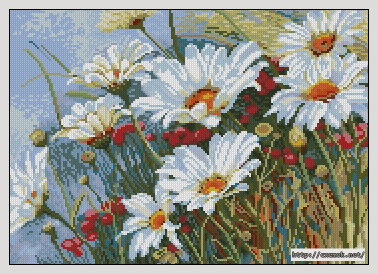 Download embroidery patterns by cross-stitch  - Ромашковое поле, author 