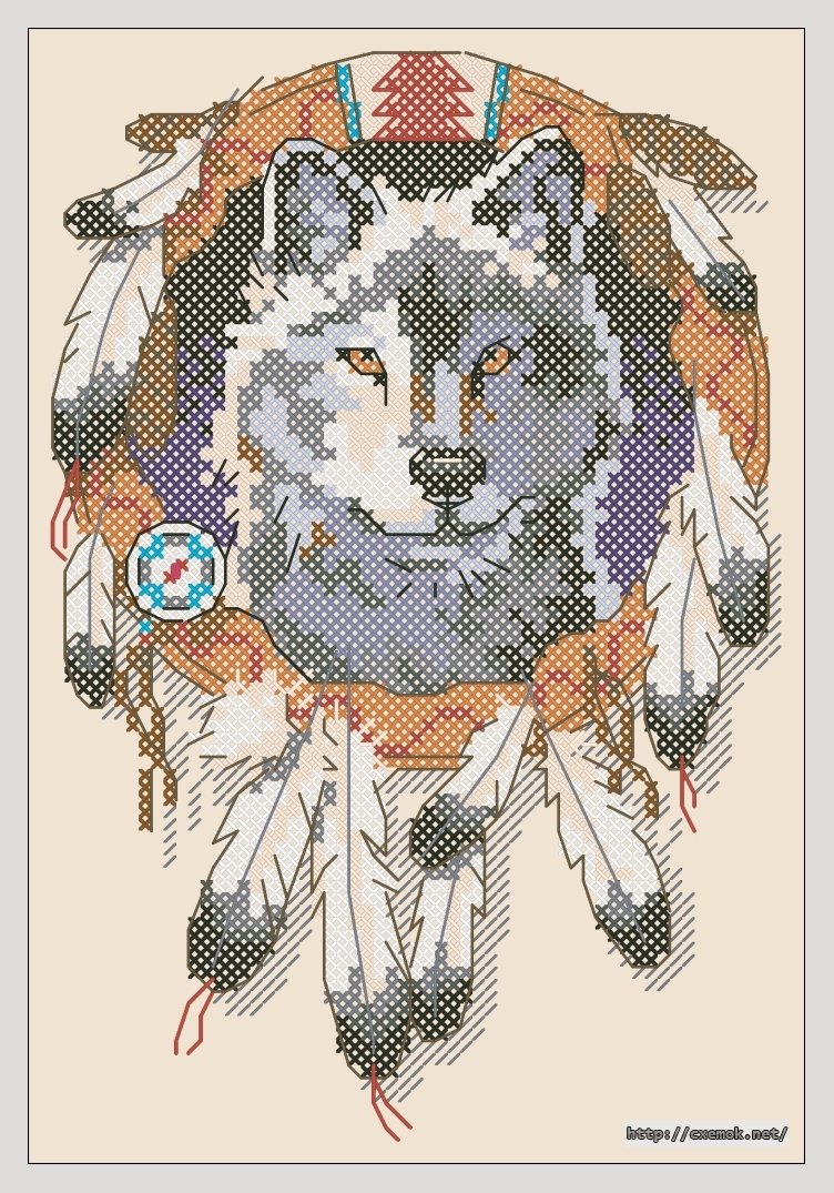 Download embroidery patterns by cross-stitch  - Wolf spirit, author 