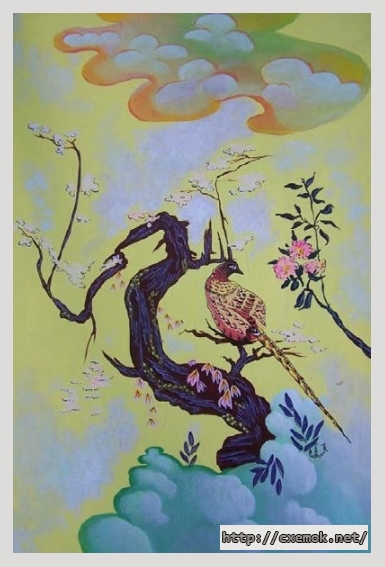 Скачать схемы вышивки нитками / крестом  - Ptp pheasant in tree, автор 