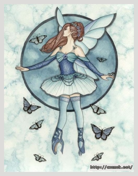 Скачать схемы вышивки нитками / крестом  - Butterfly ballerina teal, автор 