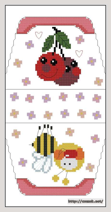 Download embroidery patterns by cross-stitch  - Вишни с пчёлкой (риолис)