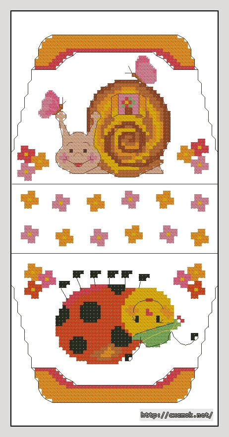 Download embroidery patterns by cross-stitch  - Улитка и божья коровка