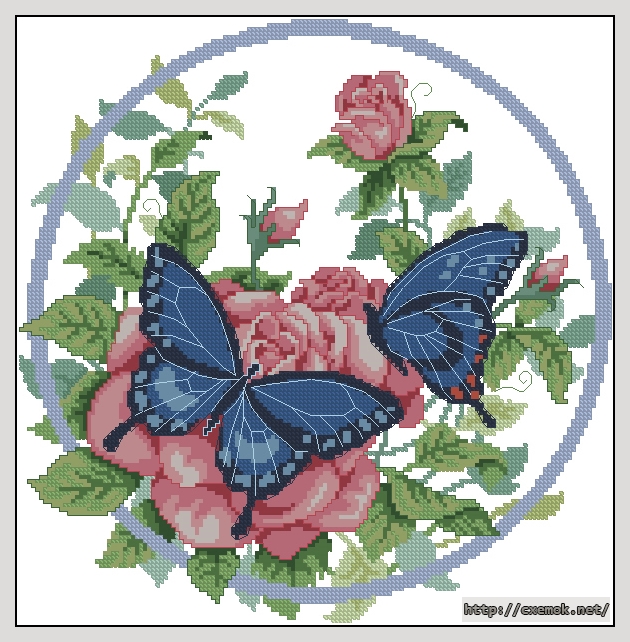 Завантажити схеми вишивки нитками / хрестом  - Butterflies''n roses, автор 