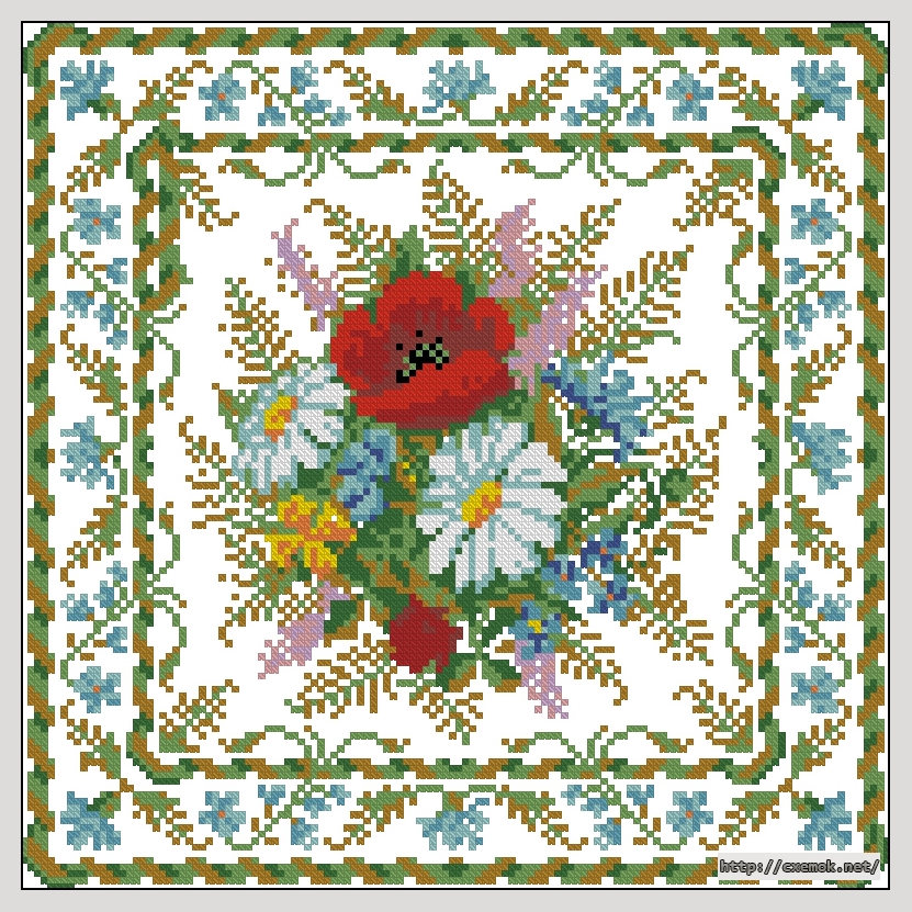Download embroidery patterns by cross-stitch  - Подушка с васильками, author 