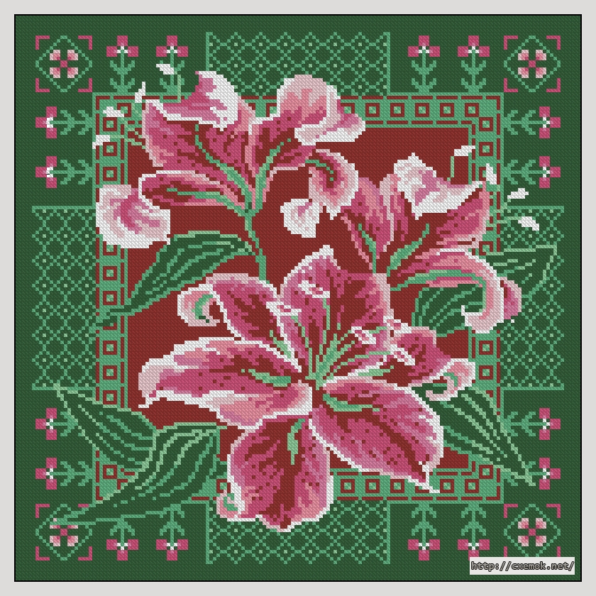 Download embroidery patterns by cross-stitch  - Подушка с лилиями, author 