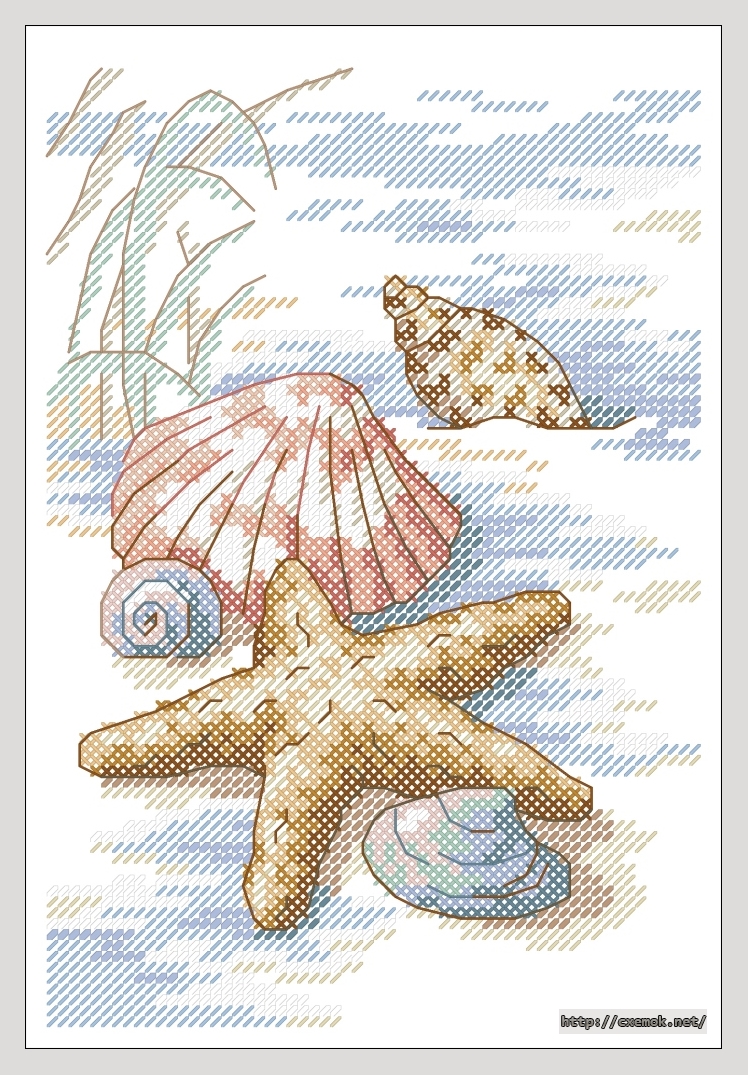 Download embroidery patterns by cross-stitch  - Shells in the sand, author 