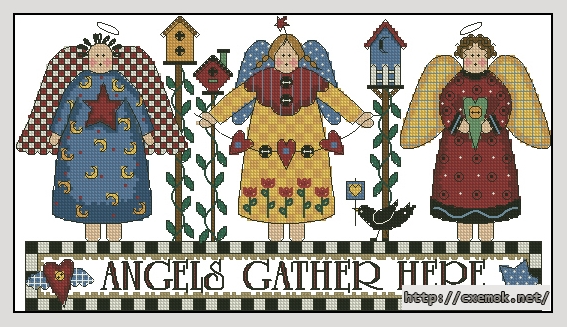 Download embroidery patterns by cross-stitch  - Angels gather, author 