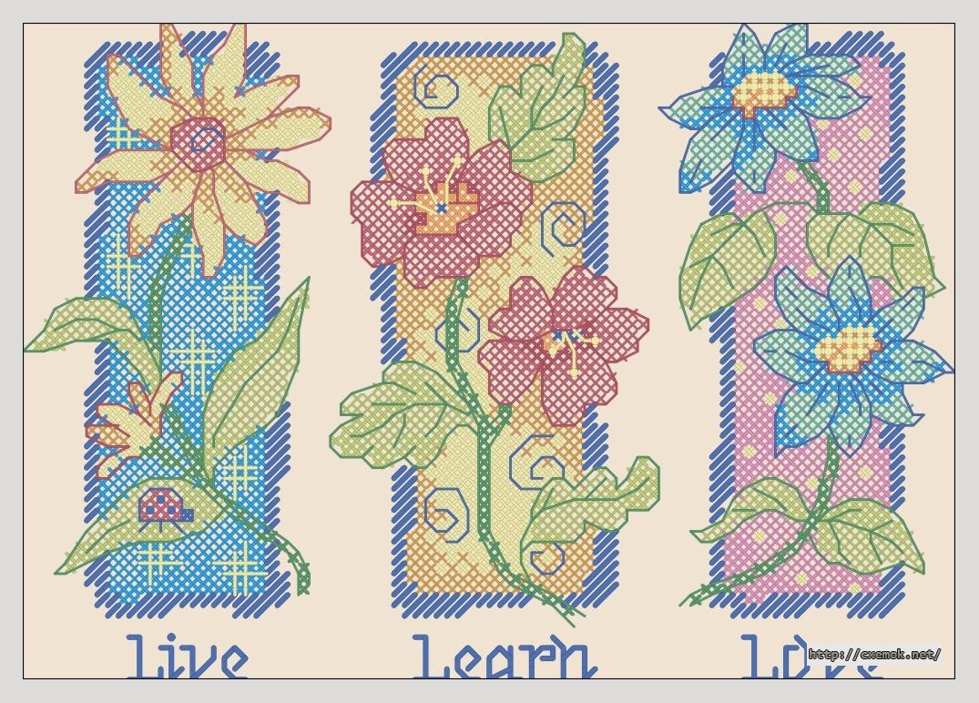 Download embroidery patterns by cross-stitch  - Live,learn,love, author 