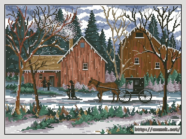 Download embroidery patterns by cross-stitch  - Snowy sunday, author 