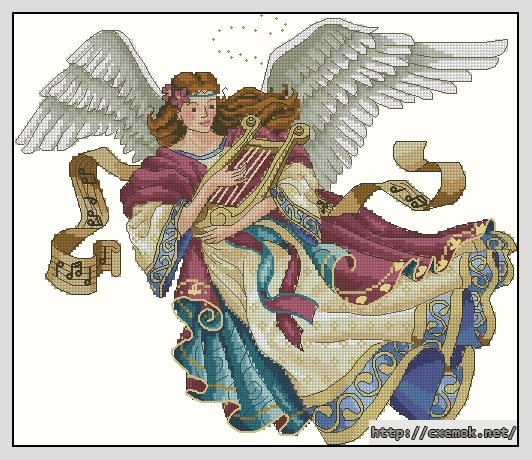 Download embroidery patterns by cross-stitch  - Angel of music, author 