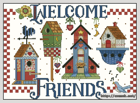 Download embroidery patterns by cross-stitch  - Birdhouse welcome, author 