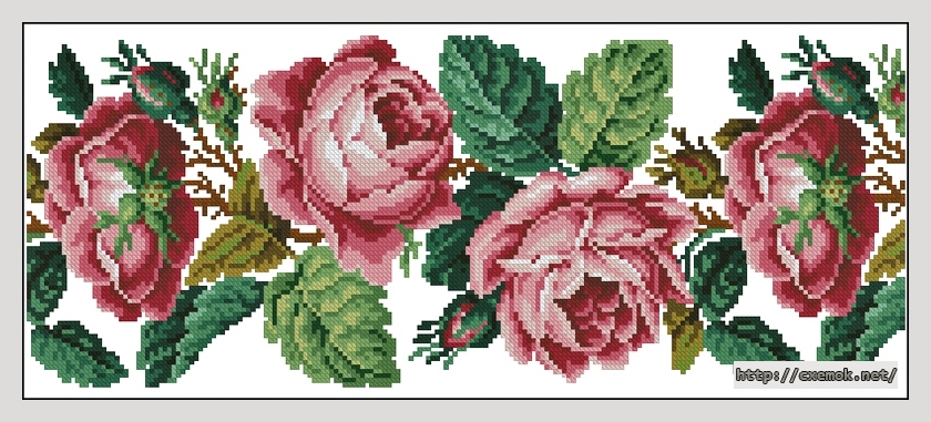 Завантажити схеми вишивки нитками / хрестом  - Border of roses