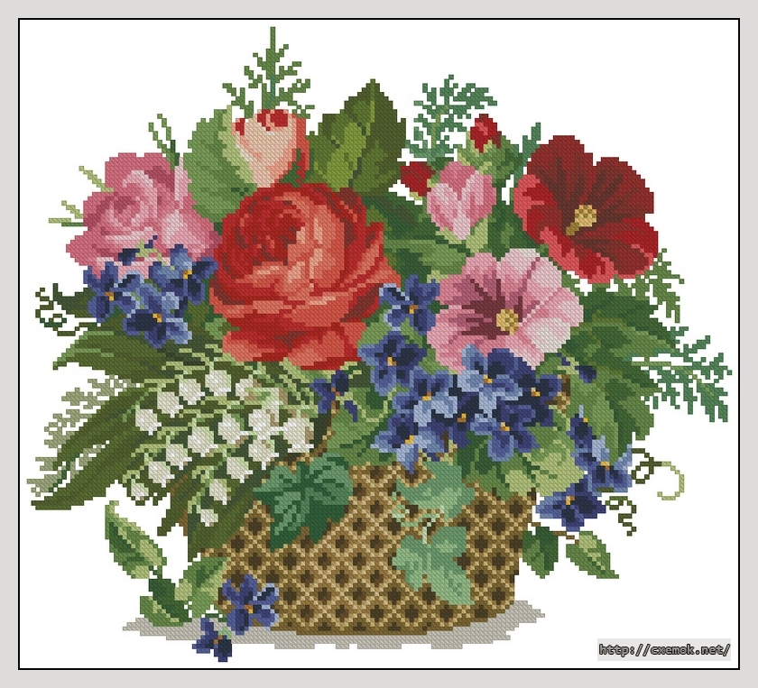 Download embroidery patterns by cross-stitch  - Flower basket, author 