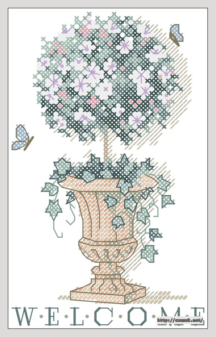 Download embroidery patterns by cross-stitch  - Topiary welcome, author 