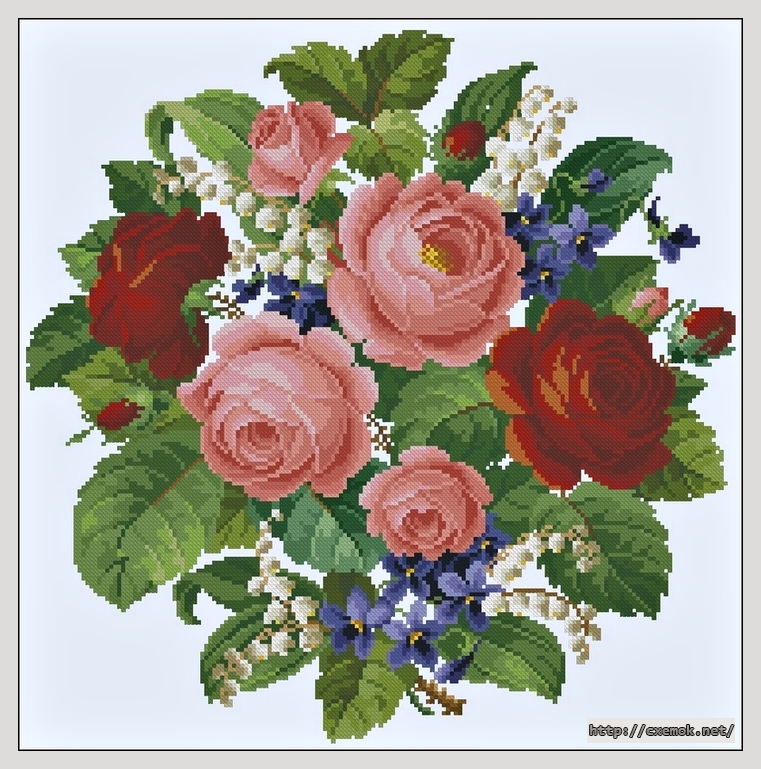 Download embroidery patterns by cross-stitch  - Romantic bouquet, author 