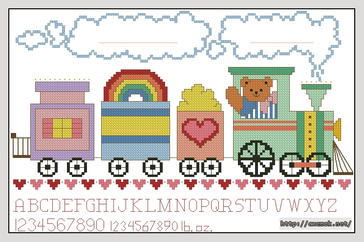 Download embroidery patterns by cross-stitch  - Train, author 