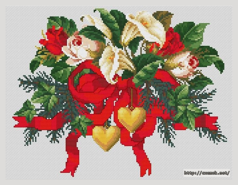Скачать схему вышивки нитками Christmas Bouquet, автор 