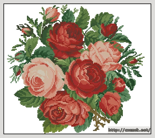 Скачать схемы вышивки нитками / крестом  - Bouguet of roses, автор 