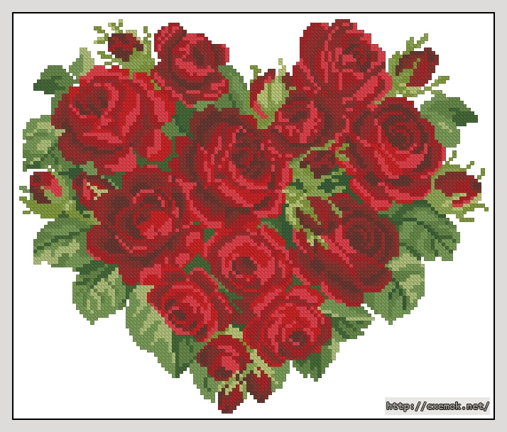Download embroidery patterns by cross-stitch  - Heart of roses, author 