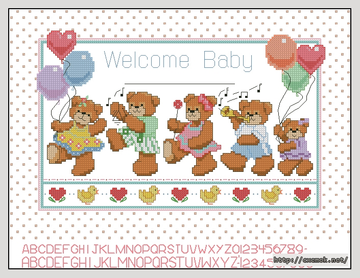 Download embroidery patterns by cross-stitch  - Birth record, author 