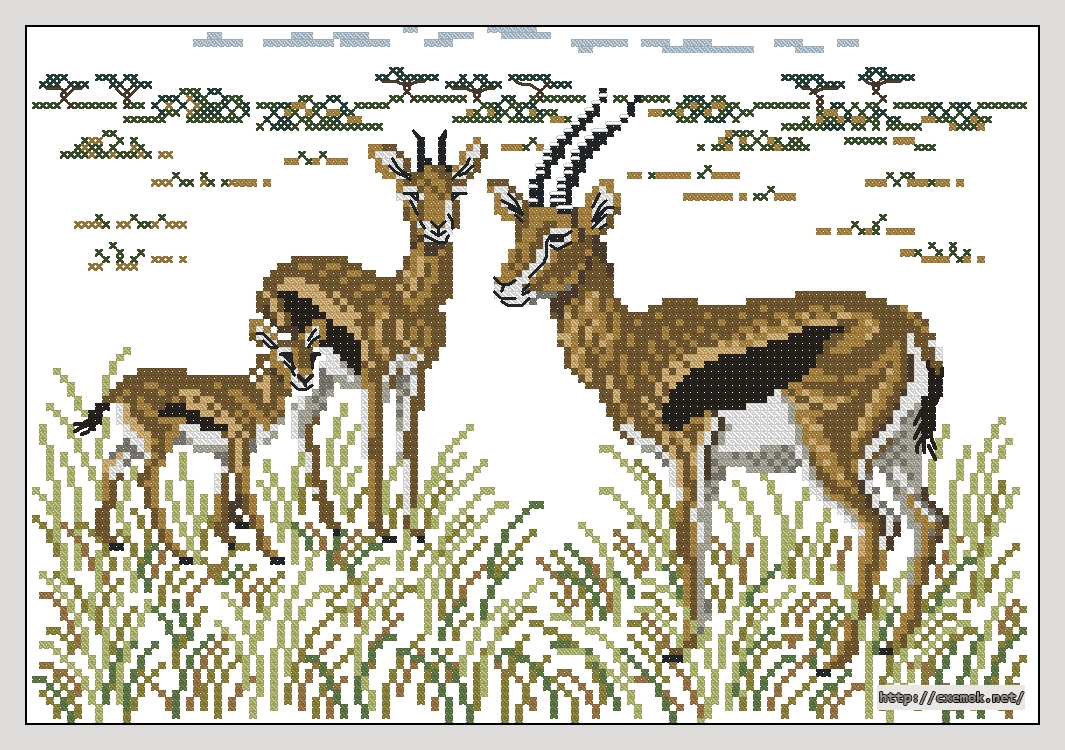 Скачать схемы вышивки нитками / крестом  - Savanna antelopes, автор 
