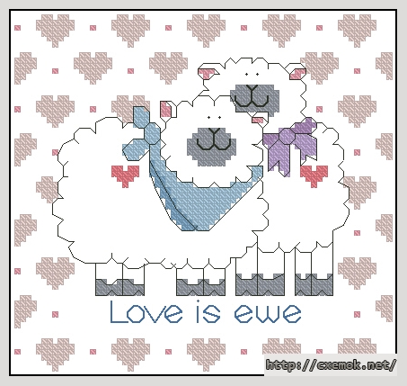 Скачать схему вышивки нитками Love is ewe, автор 