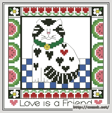 Download embroidery patterns by cross-stitch  - Love is a friend, author 