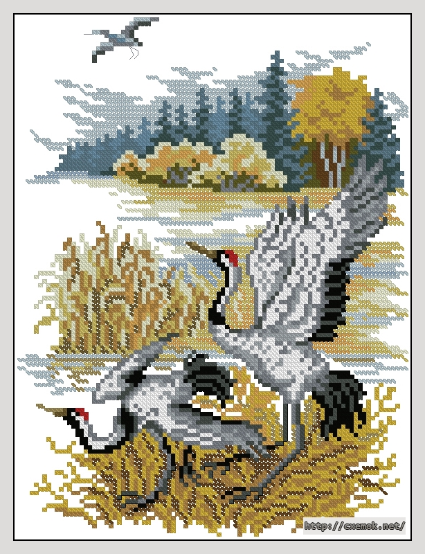 Download embroidery patterns by cross-stitch  - Журавли, author 