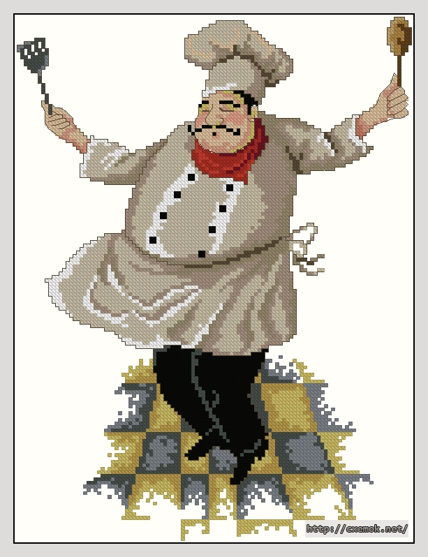 Download embroidery patterns by cross-stitch  - Dancing chef, author 