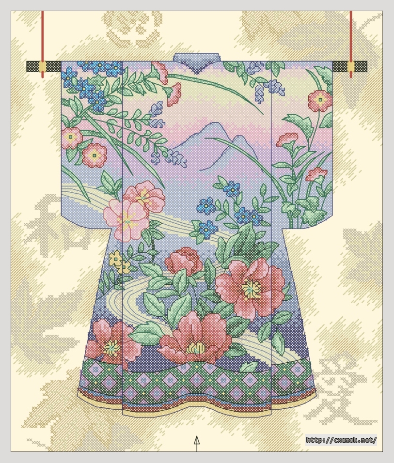 Скачать схему вышивки нитками Elegant Kimono, автор 
