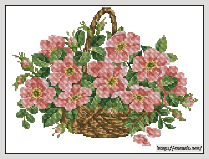 Download embroidery patterns by cross-stitch  - Wild roses basket, author 