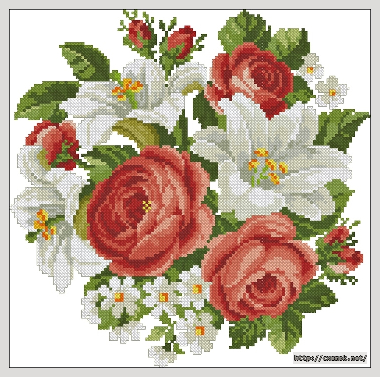 Завантажити схеми вишивки нитками / хрестом  - Roses and lilies, автор 
