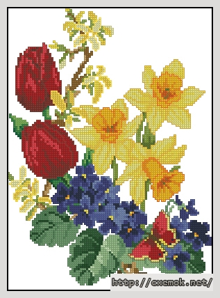 Download embroidery patterns by cross-stitch  - Spring flowers, author 