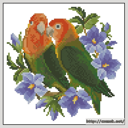 Download embroidery patterns by cross-stitch  - Lovebirds, author 