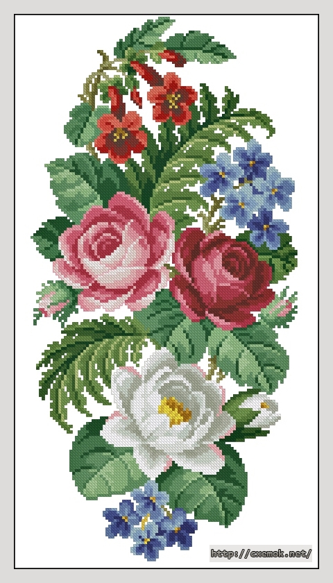 Завантажити схеми вишивки нитками / хрестом  - Ferns and roses