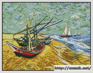 Download embroidery patterns by cross-stitch  - Boats at saint-maries, author 