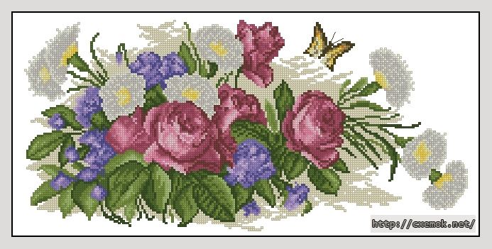 Download embroidery patterns by cross-stitch  - Bouquet of roses.