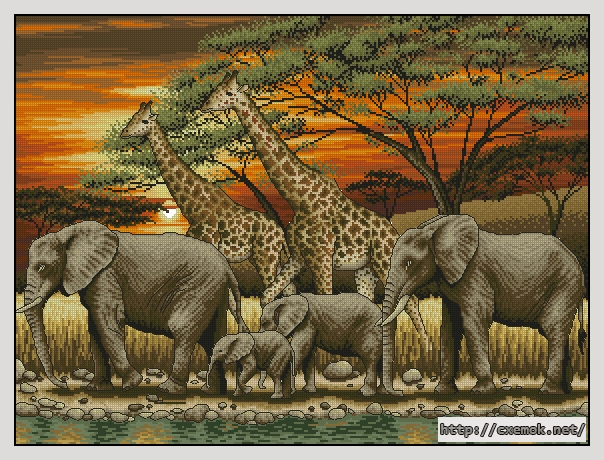 Download embroidery patterns by cross-stitch  - African sunset, author 