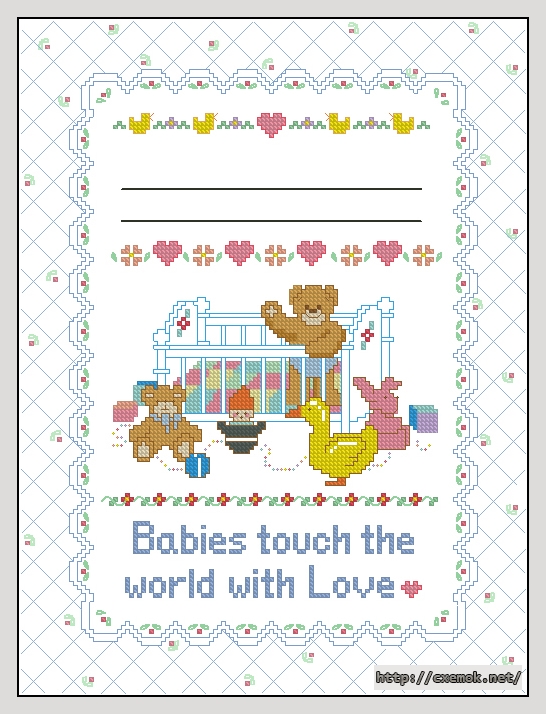 Download embroidery patterns by cross-stitch  - Teddy birth record, author 