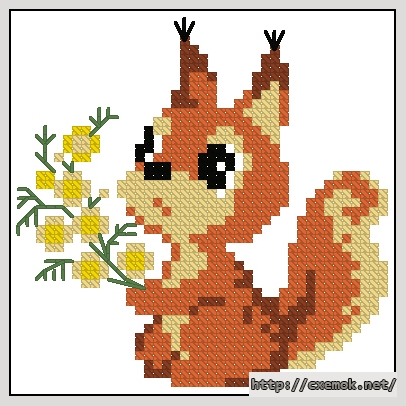 Download embroidery patterns by cross-stitch  - Белочка с мимозой, author 