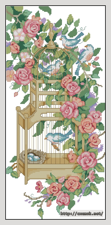 Download embroidery patterns by cross-stitch  - Morning with bird, author 