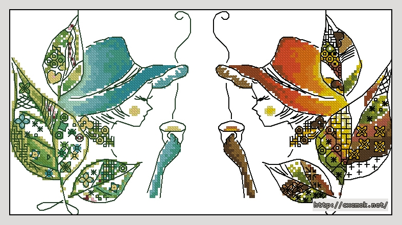 Download embroidery patterns by cross-stitch  - Fairy black and green tea, author 