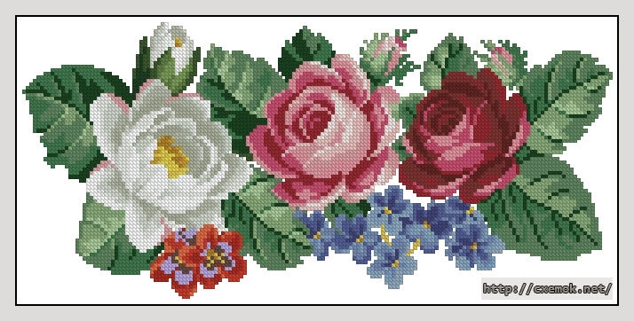 Download embroidery patterns by cross-stitch  - Triple rose, author 