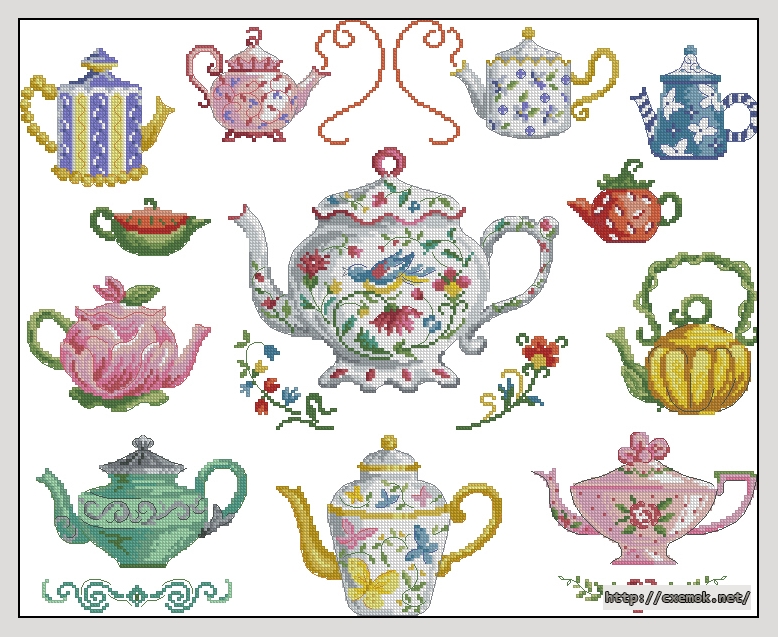 Download embroidery patterns by cross-stitch  - Collection de theieres, author 