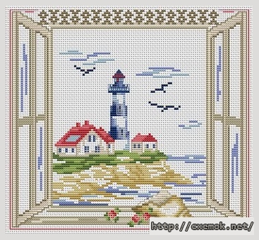Download embroidery patterns by cross-stitch  - Vue sur le phare, author 