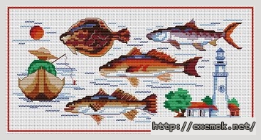 Download embroidery patterns by cross-stitch  - Les poissons, author 