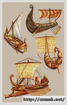 Download embroidery patterns by cross-stitch  - Navires, author 