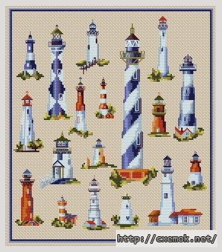 Download embroidery patterns by cross-stitch  - Collection de phares, author 